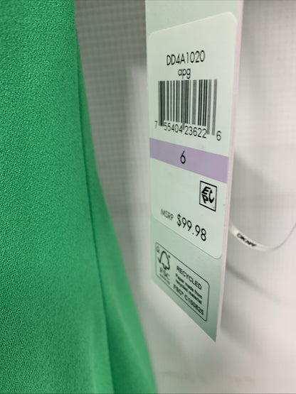 DKNY Women's Short Sleeve Boat Neck Side Ruched Dress Elegant Apple Green 6