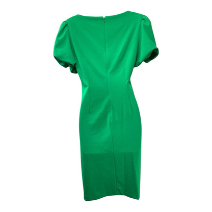 DKNY Women's Short Sleeve Boat Neck Side Ruched Dress Elegant Apple Green 6