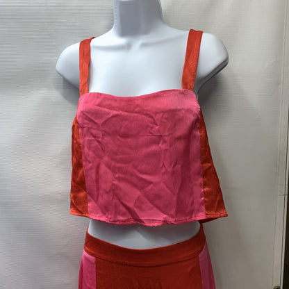 Petal & Pup Women's Lula Top & Skirt Set Sleeveless Red/Pink Casual Size Medium