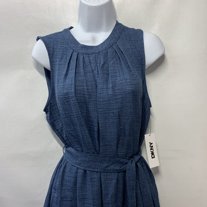 DKNY Women's Fit & Flare Mini Dress Denim Sleeveless Jewel Neck Classic Size 10