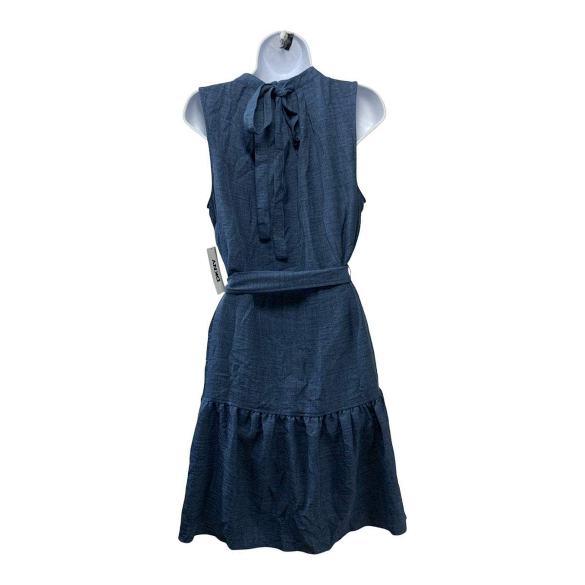DKNY Women's Fit & Flare Mini Dress Denim Sleeveless Jewel Neck Classic Size 10