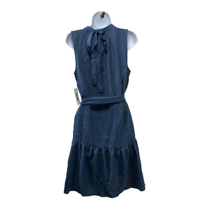 DKNY Women's Fit & Flare Mini Dress Denim Sleeveless Jewel Neck Classic Size 10