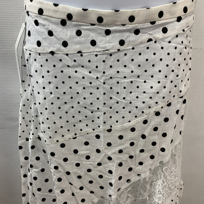 Princess Polly Renner Maxi Skirt White Polka Dot Petite Asymmetrical Hem Size 2