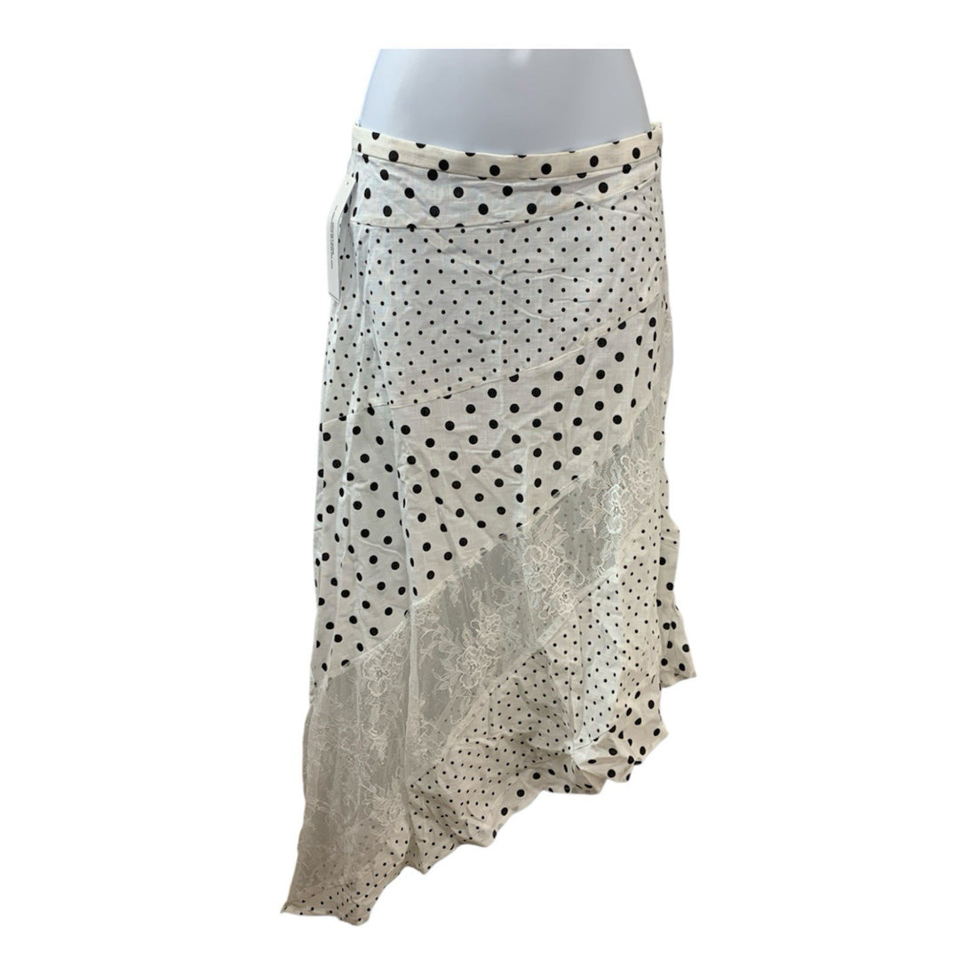 Princess Polly Renner Maxi Skirt White Polka Dot Petite Asymmetrical Hem Size 2