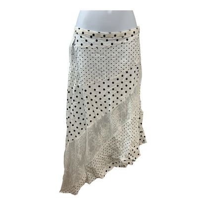 Princess Polly Renner Maxi Skirt White Polka Dot Petite Asymmetrical Hem Size 2