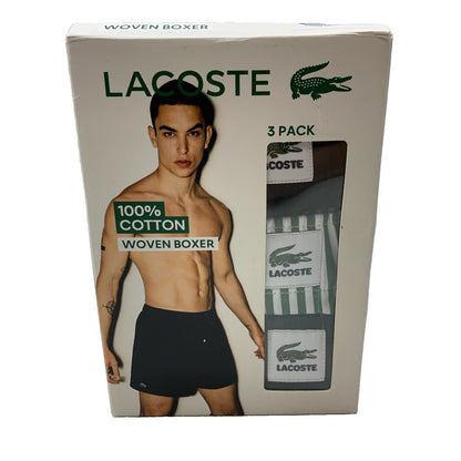 Lacoste Men’s 3XL 100% Cotton Woven Boxers Classic Fit Soft Underwear - 3 PACK