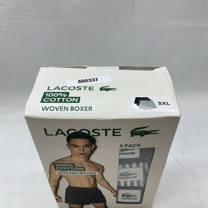 Lacoste Men’s 3XL 100% Cotton Woven Boxers Classic Fit Soft Underwear - 3 PACK