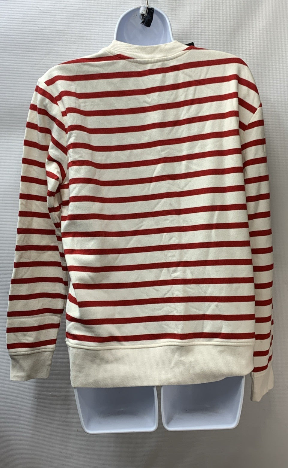 Lauren Women Button-Trim Striped Sweatshirt Long Sleeve Crewneck Straight-fit M