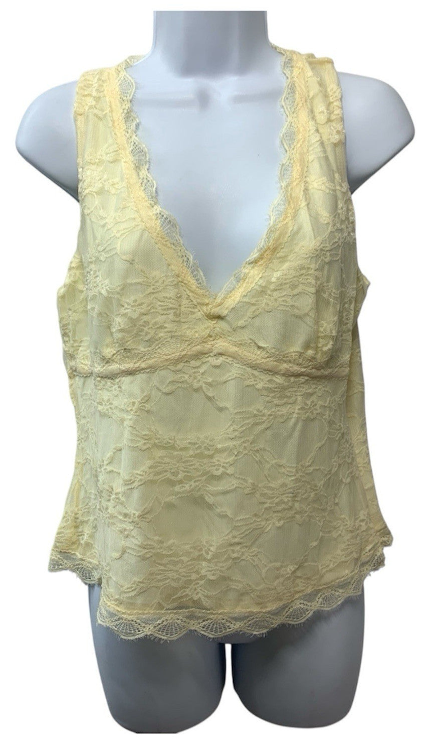 Princess Polly Women's Far Away Top Yellow V-neck Sleeveless Summer Outfit 12