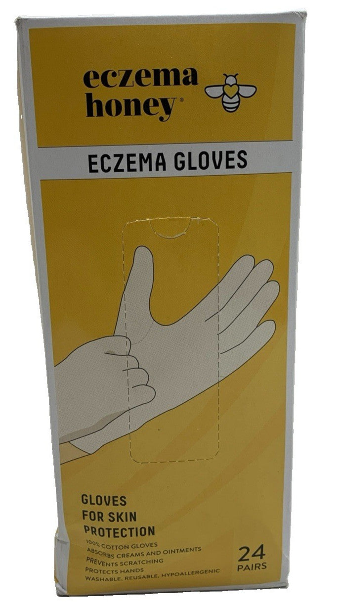 ECZEMA HONEY Premium 100% Cotton Gloves Dry Hands Treatment M (7.5-8.5) 24 Pair