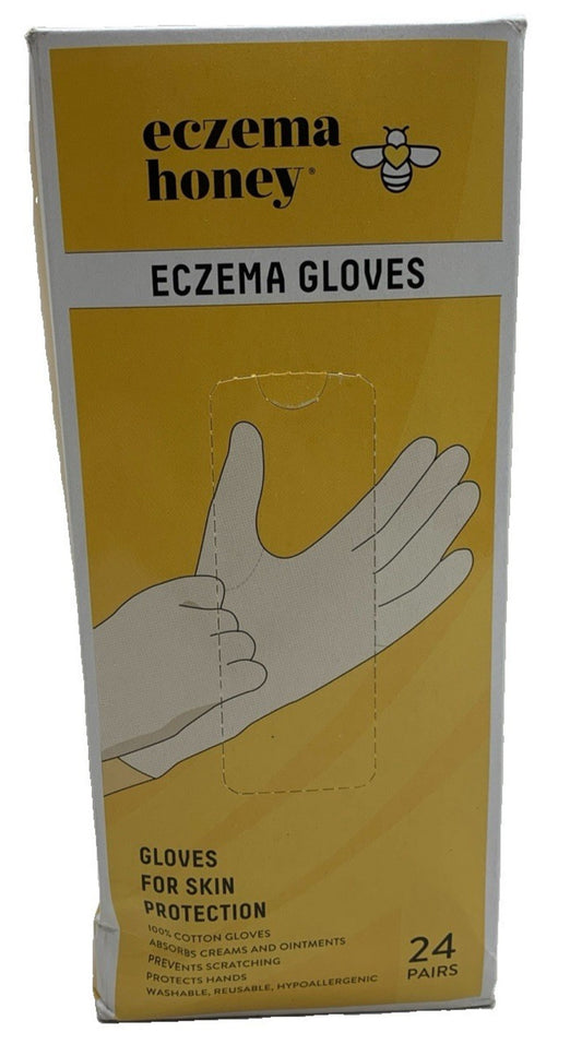ECZEMA HONEY Premium 100% Cotton Gloves Dry Hands Treatment M (7.5-8.5) 24 Pair