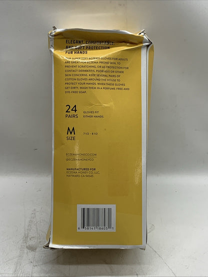 ECZEMA HONEY Premium 100% Cotton Gloves Dry Hands Treatment M (7.5-8.5) 24 Pair