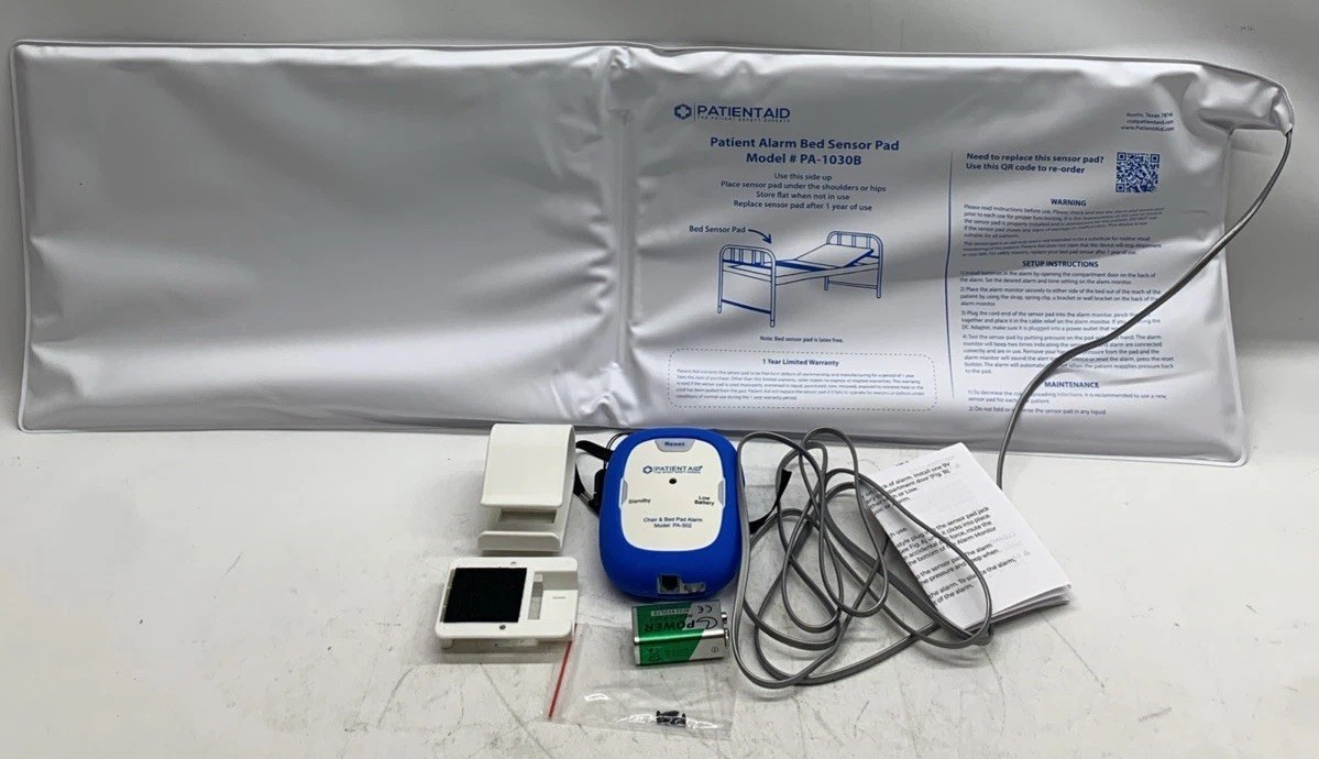 Patient Aid PA-502 Bed Alarm with 10" x 30" Motion Sensor Pad & Wired Device
