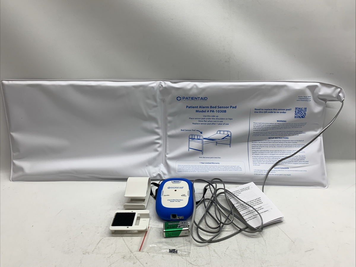 Patient Aid PA-502 Bed Alarm with 10" x 30" Motion Sensor Pad & Wired Device