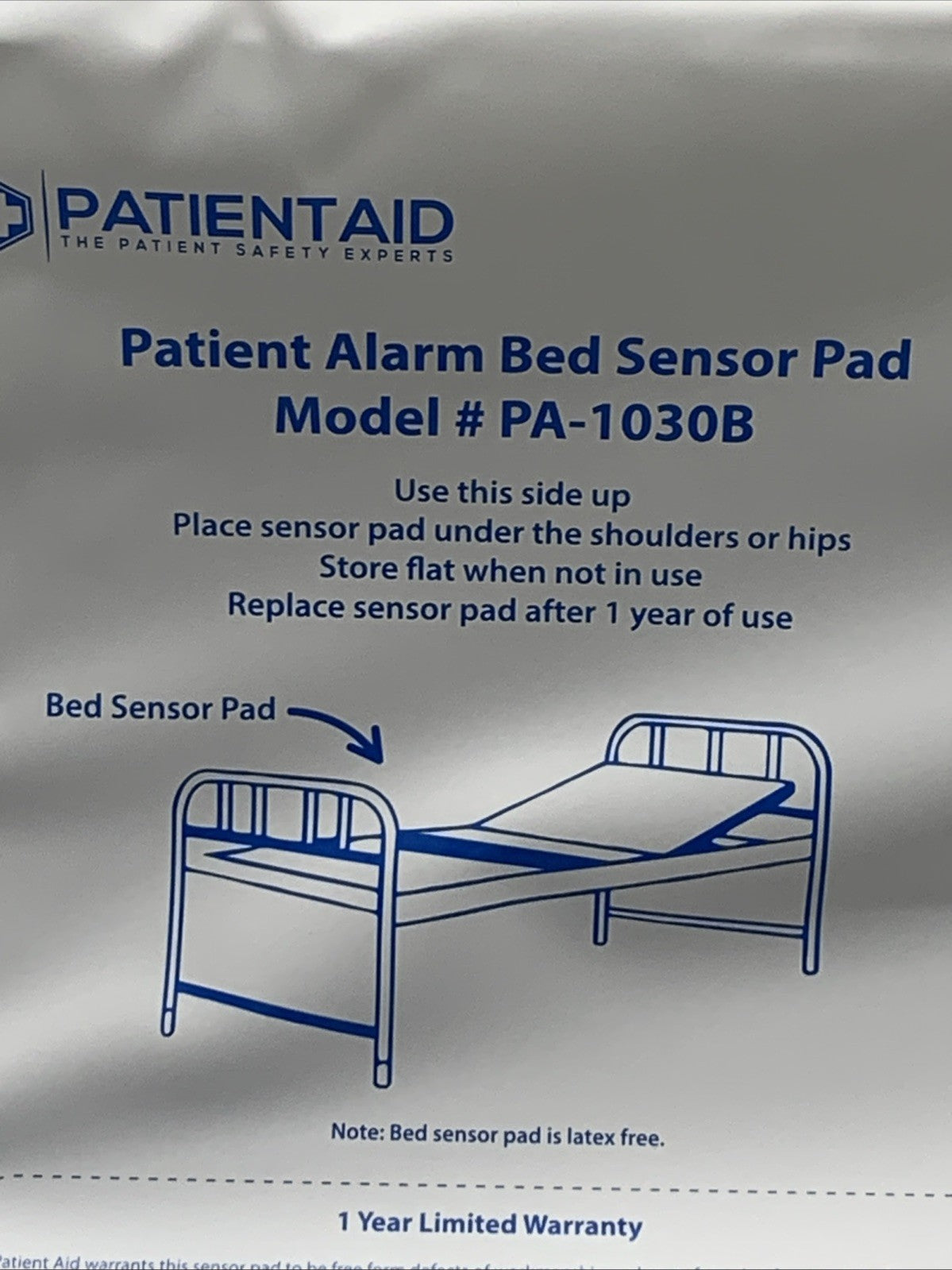 Patient Aid PA-502 Bed Alarm with 10" x 30" Motion Sensor Pad & Wired Device