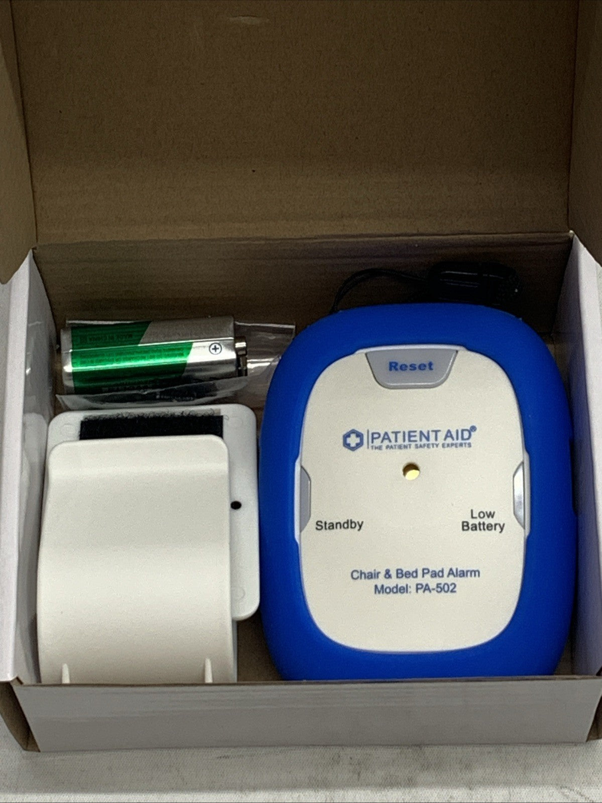 Patient Aid PA-502 Bed Alarm with 10" x 30" Motion Sensor Pad & Wired Device