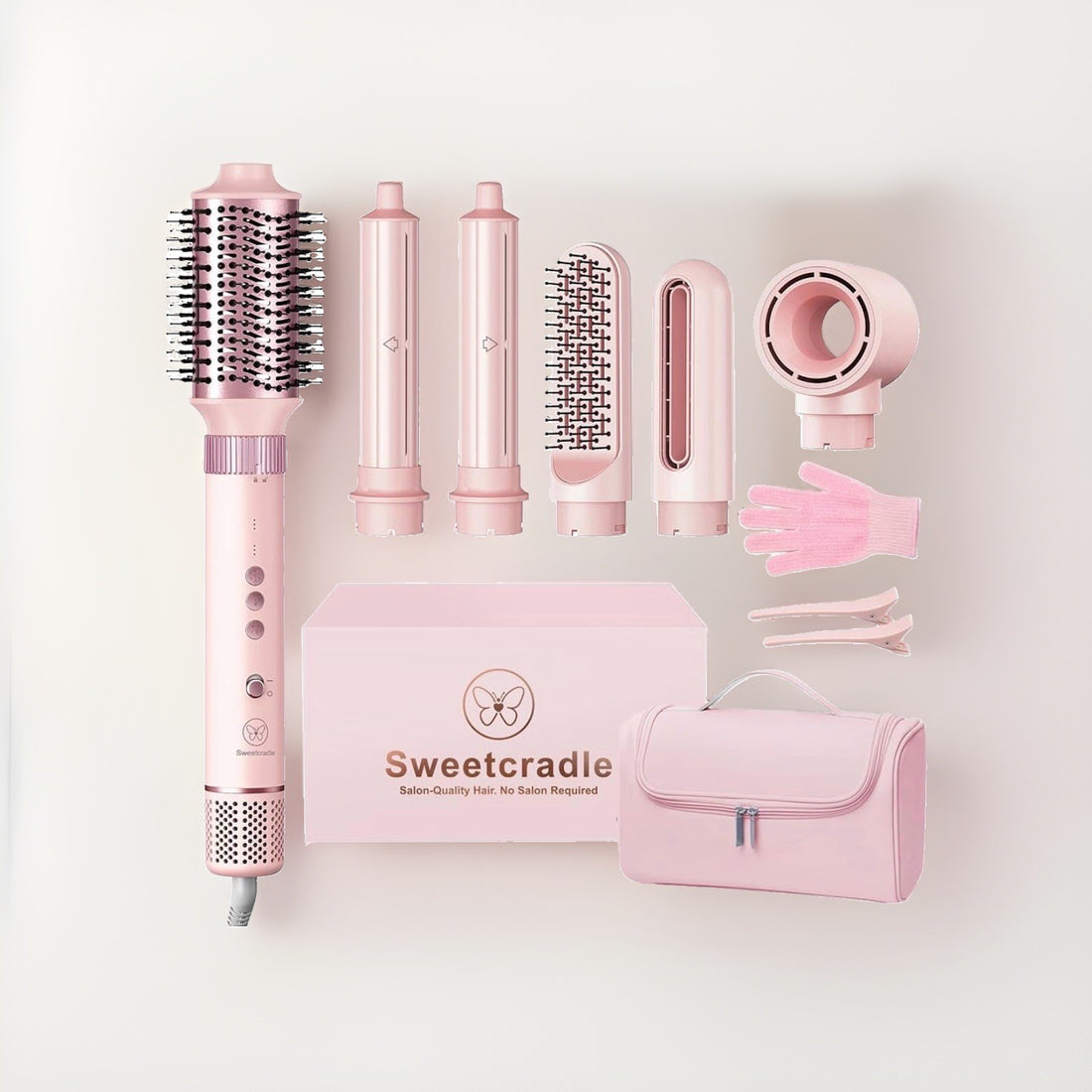6 in 1 Air Hair Styler, 1400W High Speed Ionic Hair Dryer with Wrap Curlers