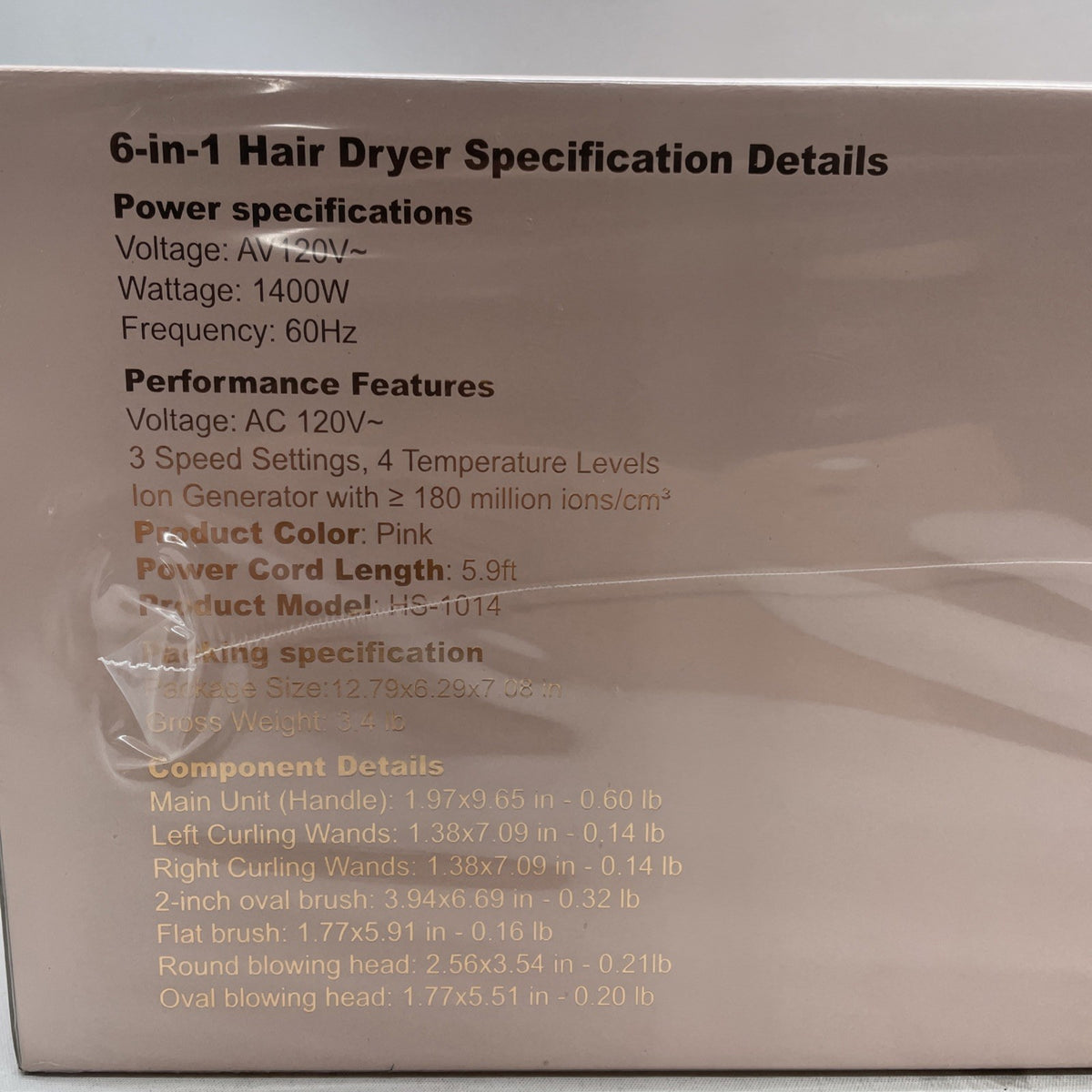 6 in 1 Air Hair Styler, 1400W High Speed Ionic Hair Dryer with Wrap Curlers