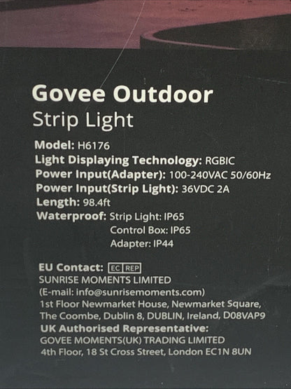 Govee H6176 Outdoor LED Strip Lights 98.4ft Smart Outdoor Lights Work with Alexa