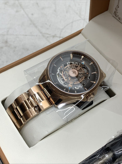OUPINKE Wrist Watch for Men Skeleton Self Winding Mechanical Automatic Luxury