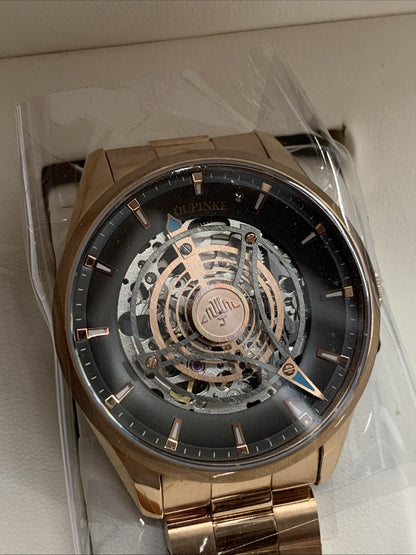 OUPINKE Wrist Watch for Men Skeleton Self Winding Mechanical Automatic Luxury