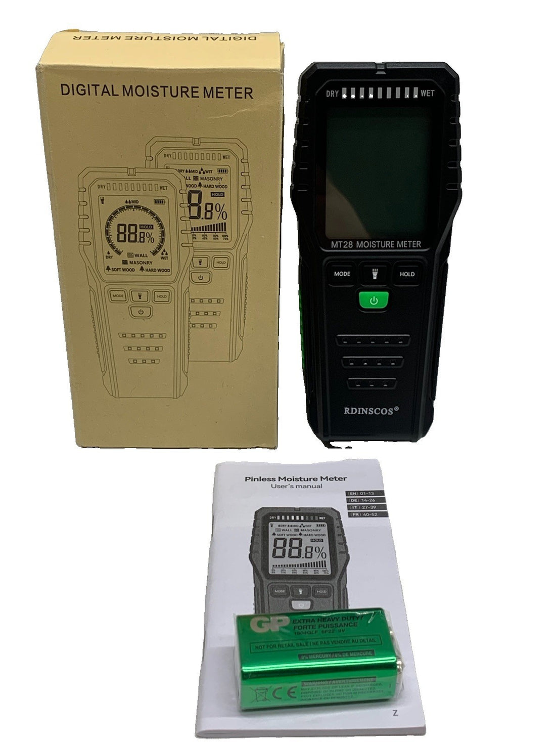 MT28 Inductive Wood Moisture Meter Digital Electrical Tester Measuring Tool