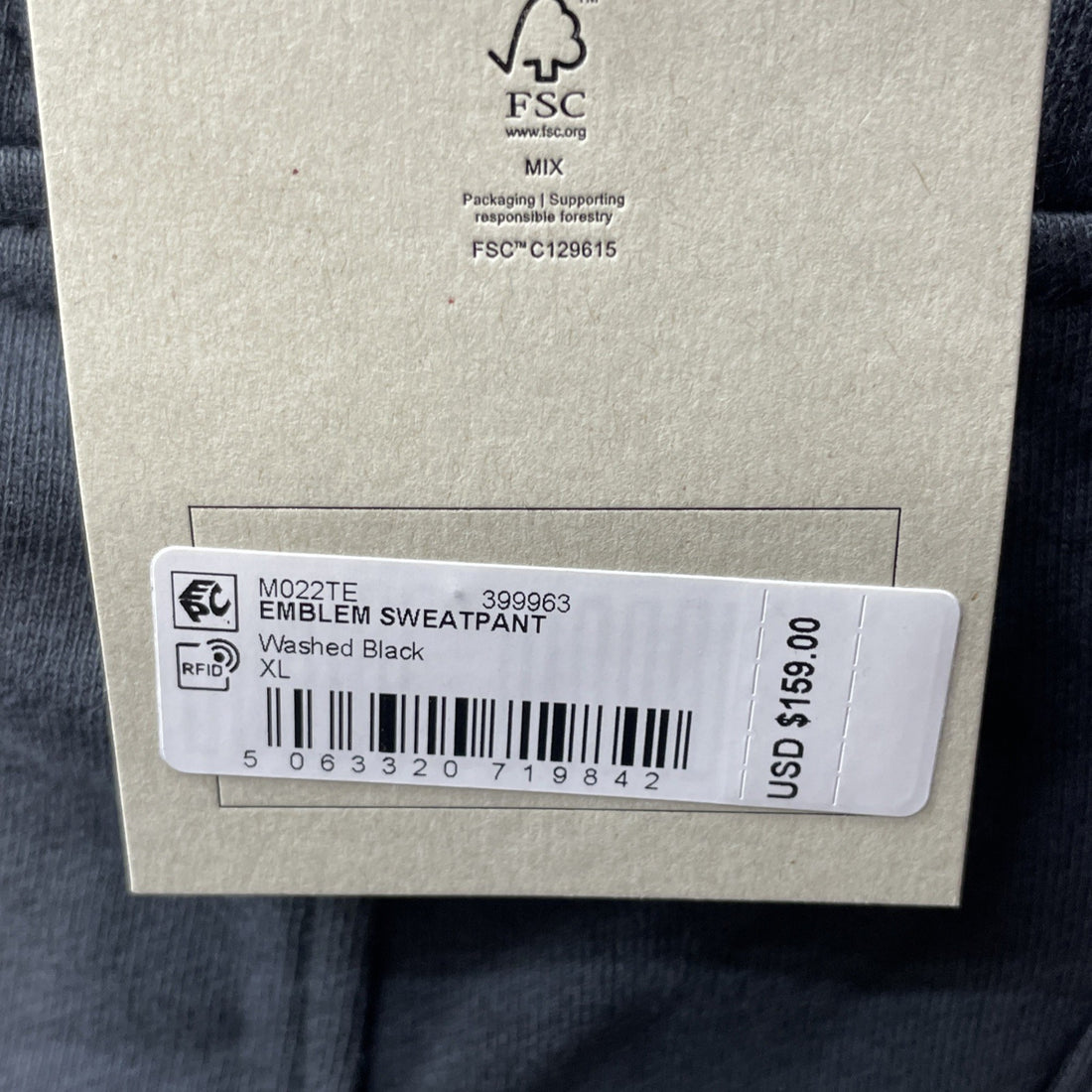 Allsaints Men's Emblem Long Sweatpant Washed Black Casual with Pockets Size XL