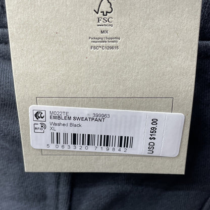 Allsaints Men's Emblem Long Sweatpant Washed Black Casual with Pockets Size XL