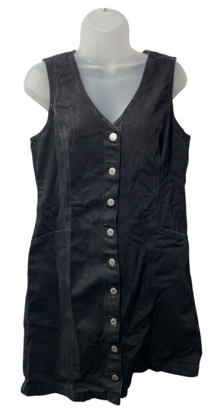Levi's Women's Vianna Denim Button-Front Vest Dress V-neck Sleeveless Large
