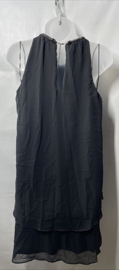 S.L. Fashions Women's Short Beaded Halter Neck Wedding Cocktail Gown 10 Black
