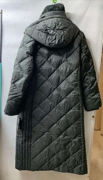 London Fog Womens Coat Gray  Quilt Puffer Jacket Long Sleeve Hooded Size Large