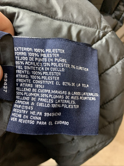 London Fog Womens Coat Gray  Quilt Puffer Jacket Long Sleeve Hooded Size Large