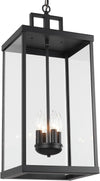 Large Outdoor Pendant Lantern Light Fixture for Front Porch 24Inch 3-Light Black