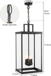 Large Outdoor Pendant Lantern Light Fixture for Front Porch 24Inch 3-Light Black