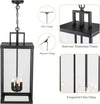 Large Outdoor Pendant Lantern Light Fixture for Front Porch 24Inch 3-Light Black