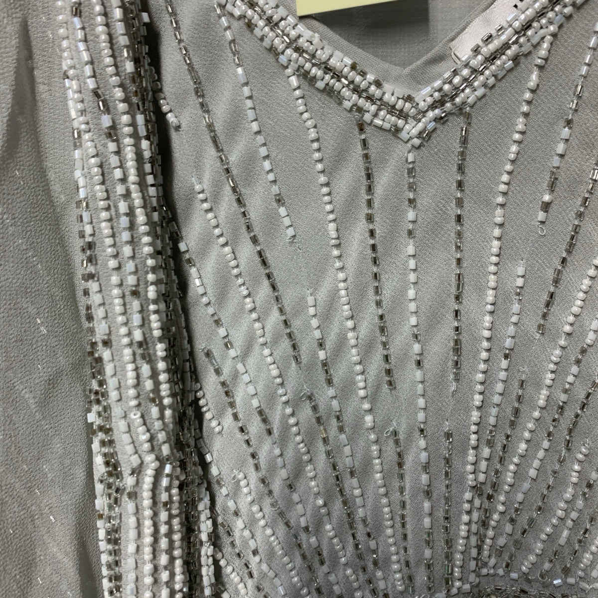 J Kara V-Neck Sleeveless Long Formal Dress With Matching Jacket Silver Size 14W