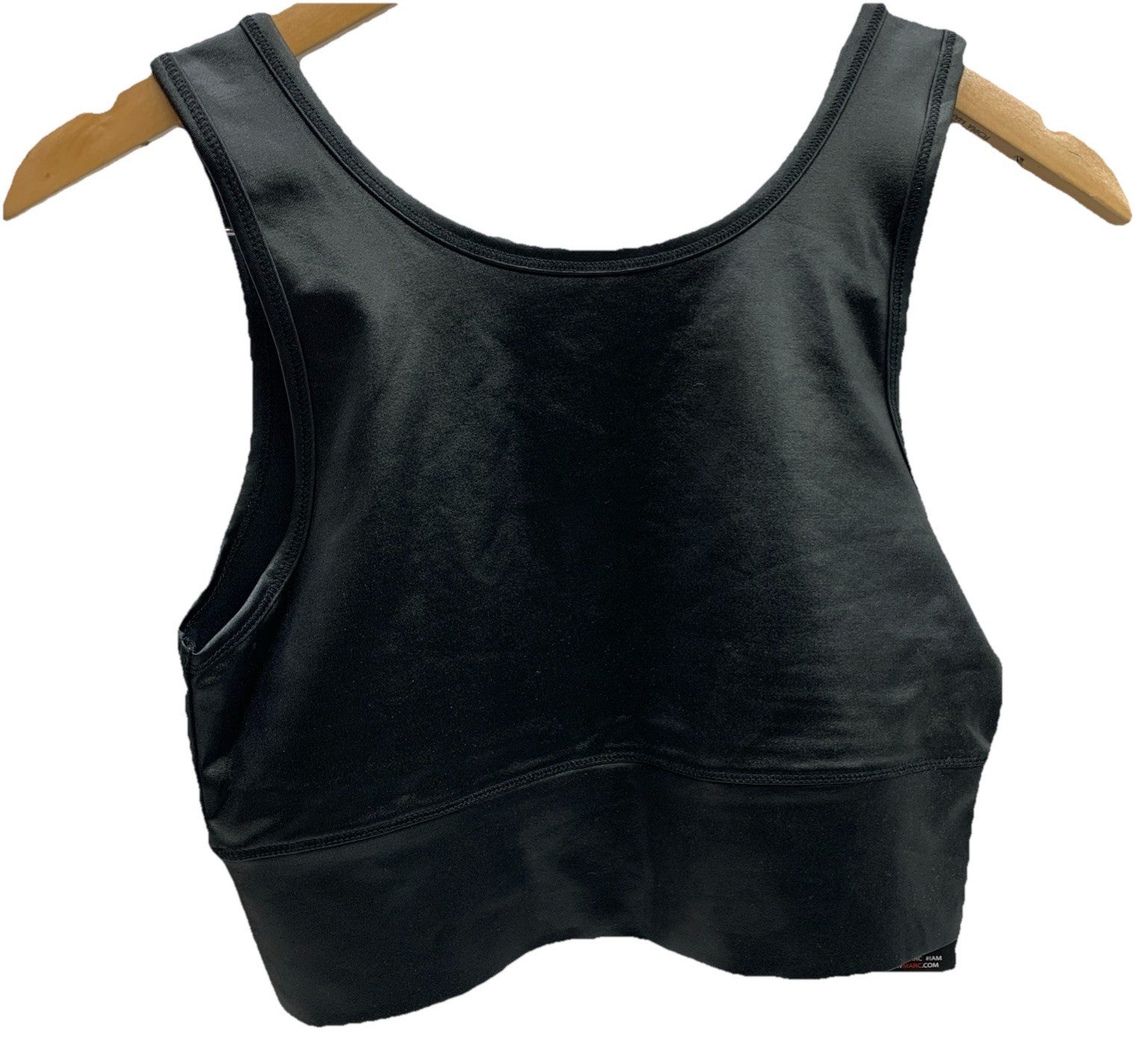 Andrew Marc Sport Women's Large Liquid Reversible Crop Tank Top Metallic Black