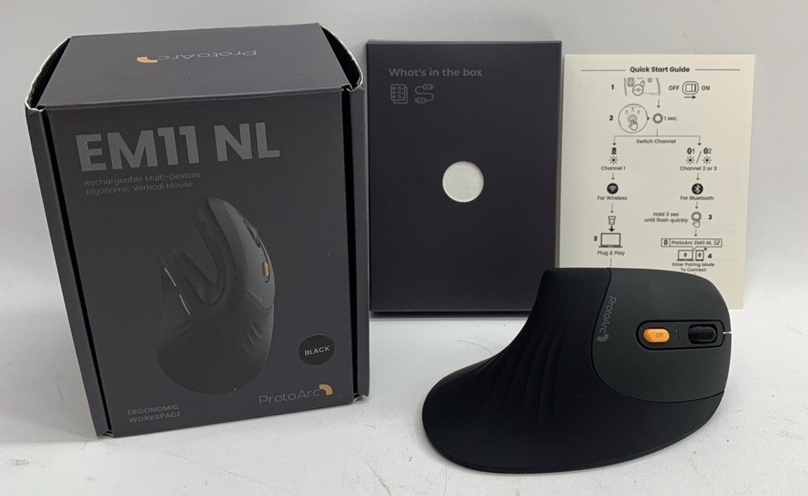 ProtoArc Ergonomic Vertical Mouse, EM11 NL Bluetooth Mouse Wireless, Ergo Mouse