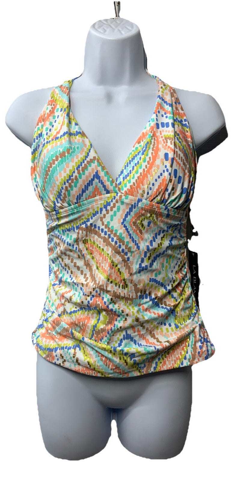 La Blanca Women's V-Neck Halter Tankini Swimsuit Top Swimwear  Size 10