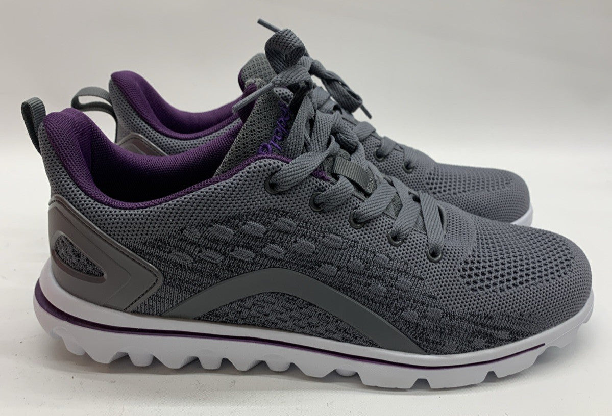 Propet Travelactiv Axial Walking Womens Grey Athletic Shoes Size 9.5 XX(4E) Lace