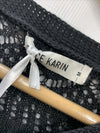 GRACE KARIN Women's Fringed Cardigan 2025 Boho Hollowed Out Top Size M Black
