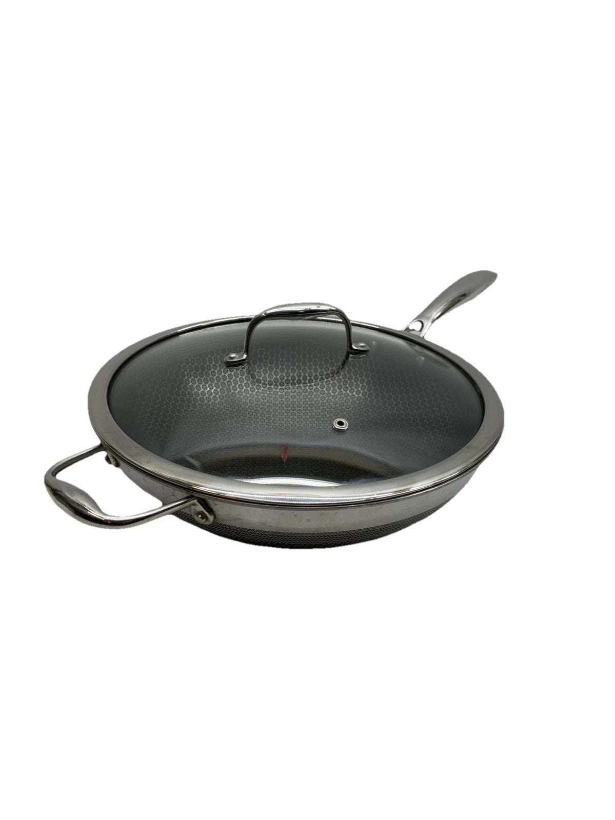 HexClad Hybrid Nonstick 12-Inch 2-Piece Cooking Wok Cookware w/Cover Lid - USED