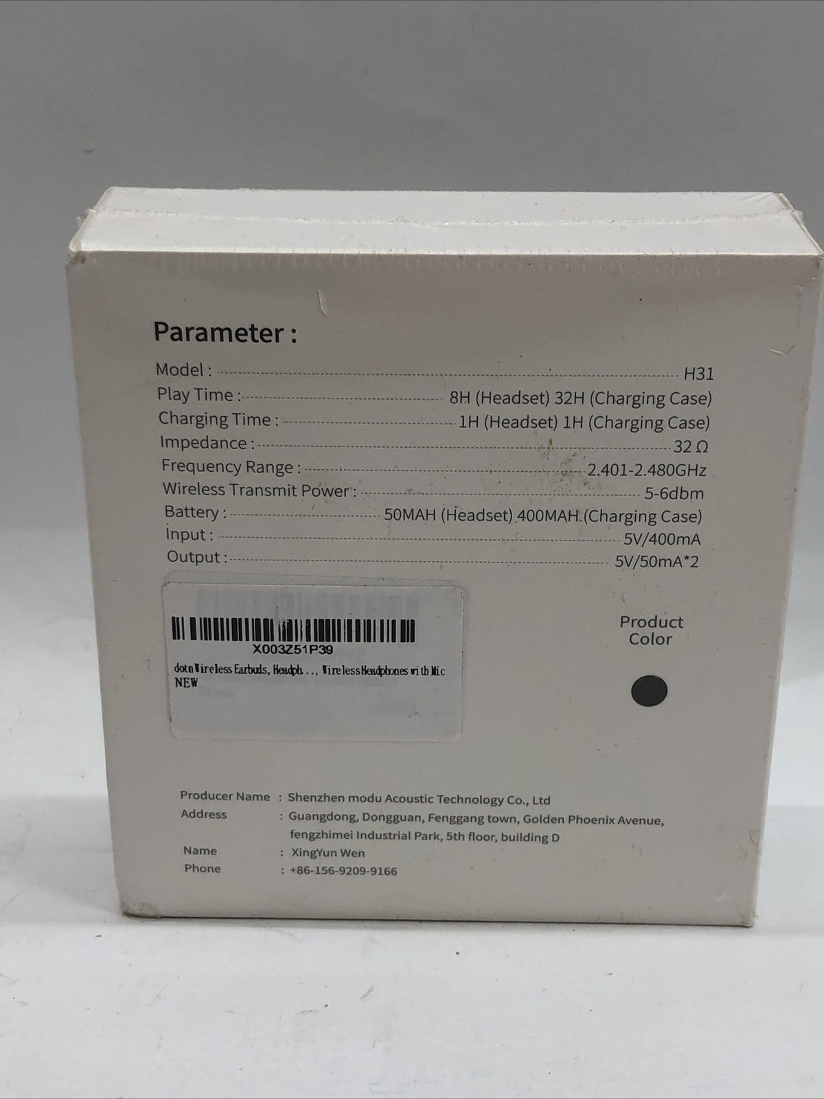 Dotn H31 Navy Black Bluetooth Sports HD Stereo Hi-Fi True Wireless Earbuds Black