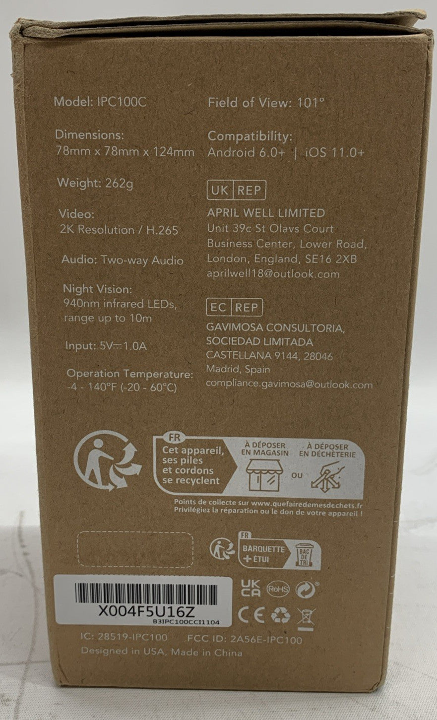 Nooie 360 Cam 2 (IPC100C) 2K HD Full-Range Motion Tracking Camera 2-way Audio