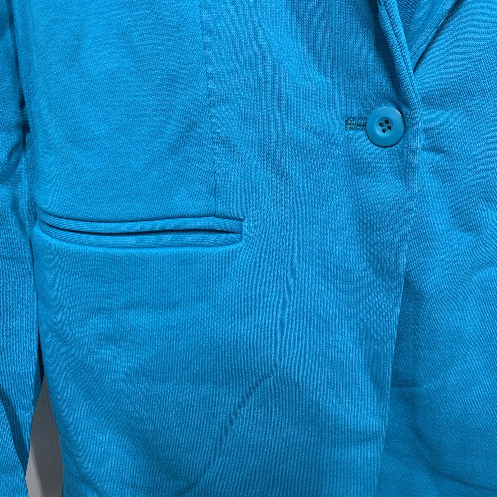 Women’s Terea Size 8 Enamel Blue Casual Amora French Terry Blazer Long Sleeve