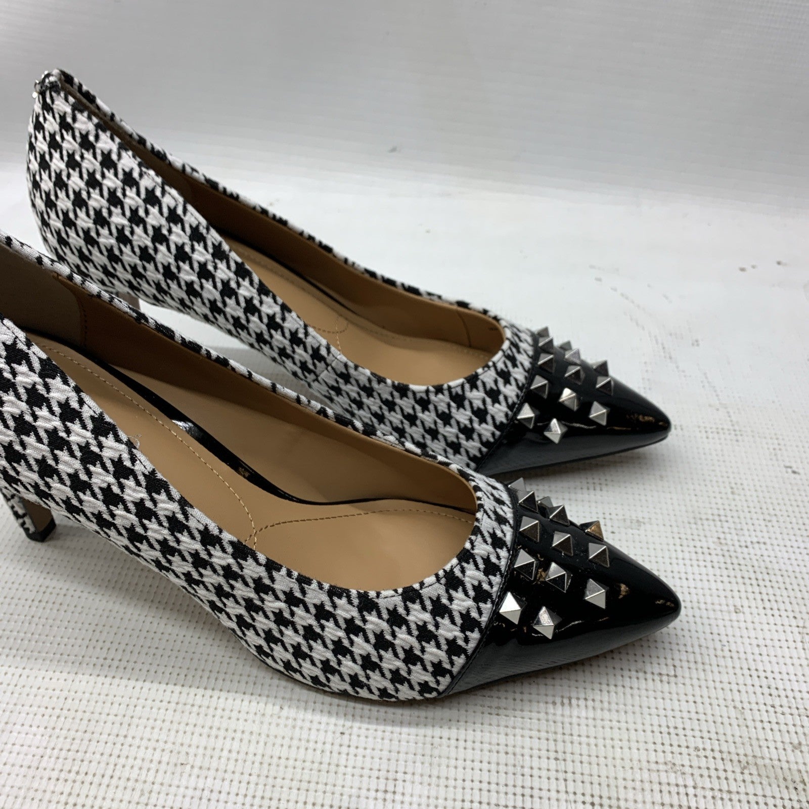 J. Reneé Women's Khinsley Pump Sandal Black/White Houndstooth 11W Pointed Toe