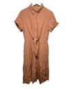 GRACE KARIN Linen Dress Tie Front Button Up Collared Short Sleeve M Short Sleeve
