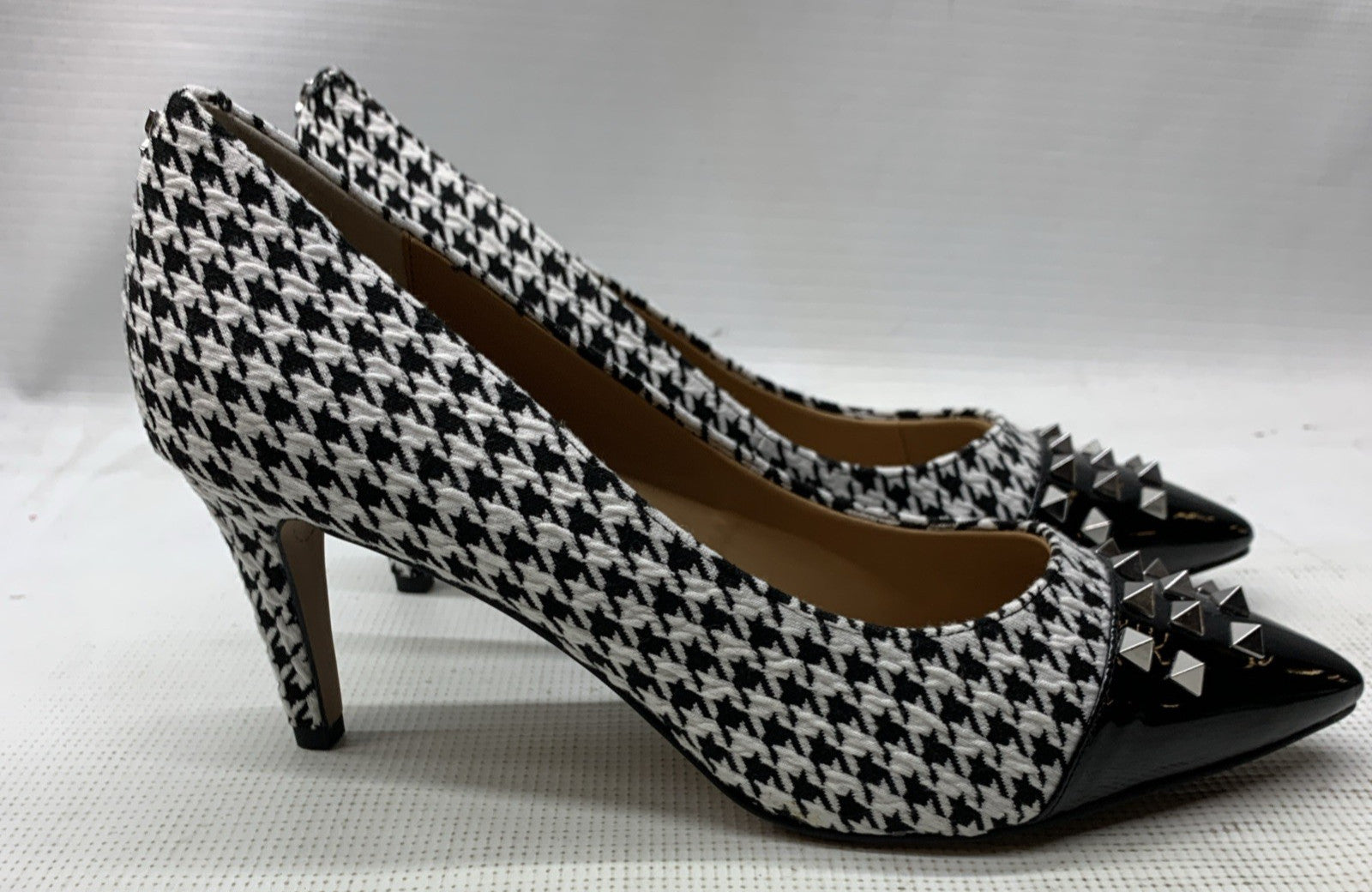 J. Reneé Women's Khinsley Pump Sandal Black/White Houndstooth 11W Pointed Toe
