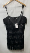 Dress the Population Black/Sliver Sequin Fringe Party Flapper 20s Dress Size XXL