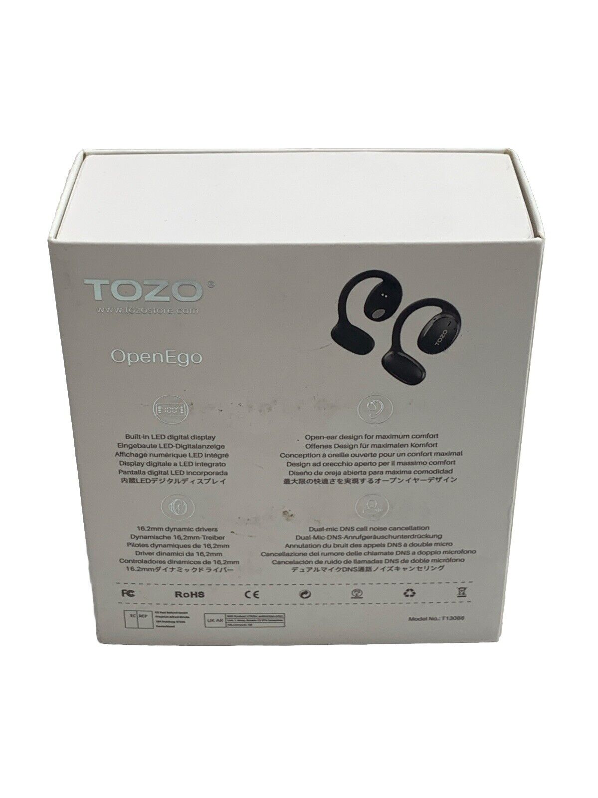 TOZO OpenEgo True Wireless Open Ear Headphones Bluetooth Sport Earbuds Earhooks